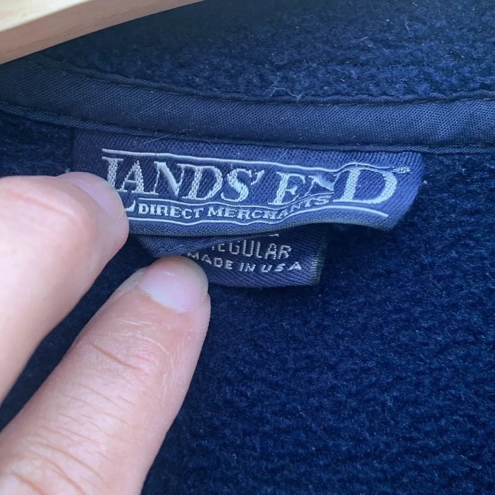 Lands End Medium blue fleece vest, pit to pit 22", length 25" - Picture 3 of 4